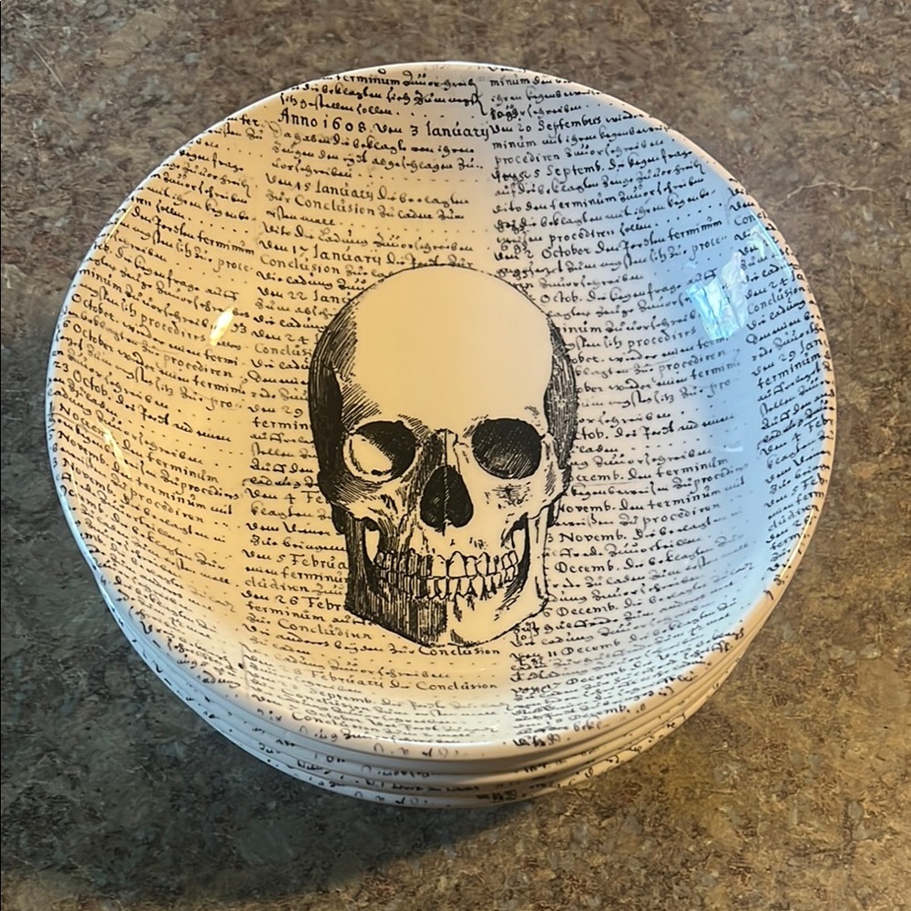Skull Design Royal Stafford Bowls 6- Black and White